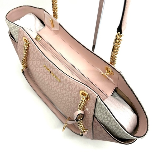 Michael Kors Large Jet Set Travel Chain Shoulder Bag Powder Blush Multi - Picture 7 of 10